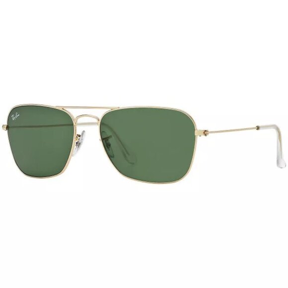 Ray-Ban Caravan Green Lenses Gold Frame Unisex Sunglasses RB3136 001-58 - Picture 9 of 10